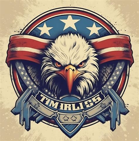 American Bald Eagle Illustration With Stars And Stripes Premium Ai