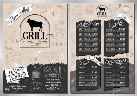 Premium Vector Steakhouse And Grill Bar Menu Template