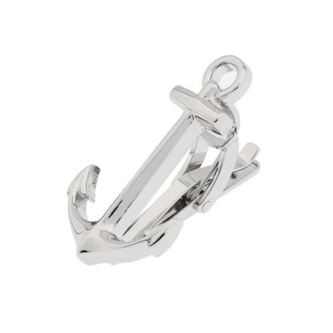 The Tie Hub Brass Silver Anchor Clip Tack Tie Pin In Gift Box Men