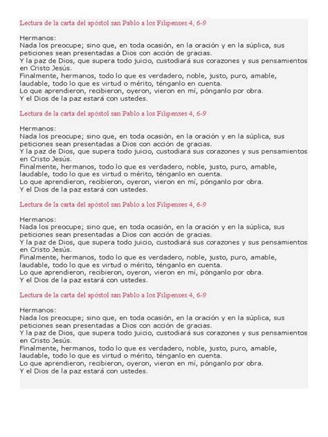 Lectura De La Carta Del Apóstol San Pablo A Los Filipenses 4 Pdf