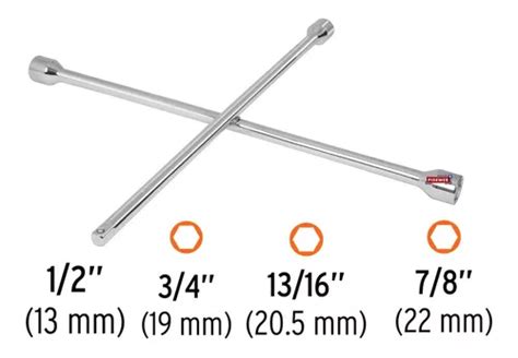 Llave Cruz Para Auto Reforzada Pulgadas Acero Cromada