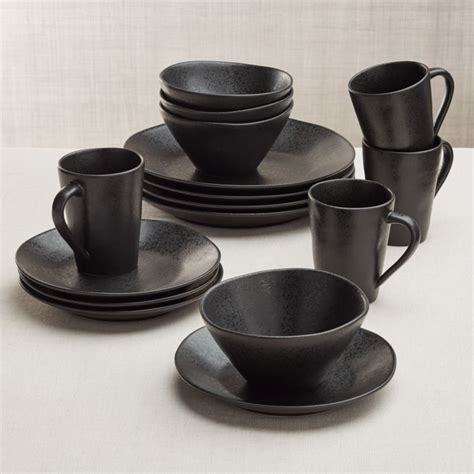 Marin 16-Piece Matte Black Dinnerware Set + Reviews | Crate & Barrel