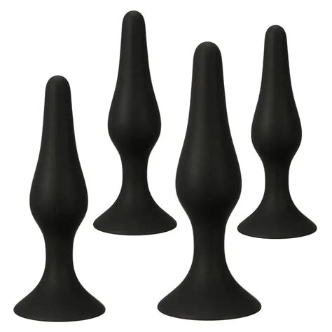 4 Types Soft Silicone Anal Unisex Black Silicon Butt Plug Trainer Anal Sex Toy Adult Sex Product