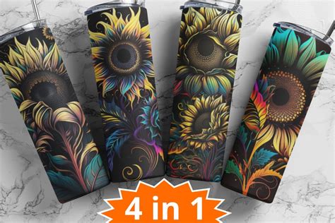 Alcohol Ink Sunflowers Oz Sublimation Tumbler Designs Neon Etsy