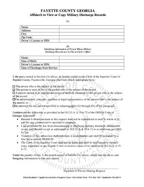 Fillable Online Affidavit To View Or Copy Military Discharge Records