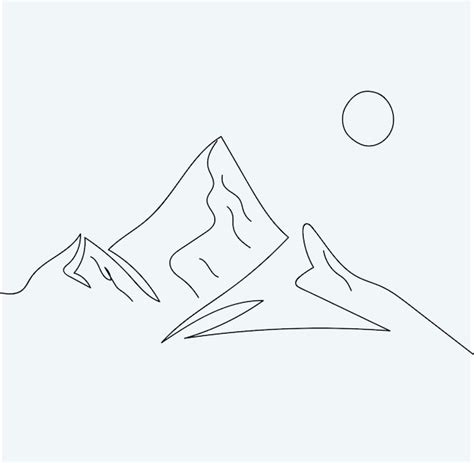 Dessin Au Trait De Montagne Minimaliste Dessin De Contour De Paysage