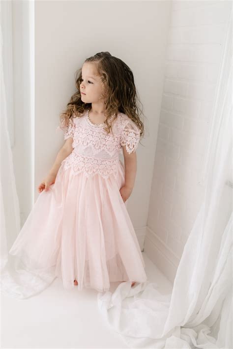 Bohemian Lace Flower Girl Dress Boho Tulle Wedding Dress Etsy