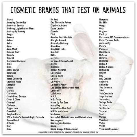 Cosmetic Brands That Test On Animals Cosmetics And Foods