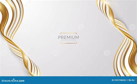 Luxury White And Gold Background With Golden Lines And Paper Cut Style Stock Vector