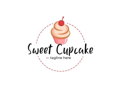 Bolo doce logotipo cupcake logotipo ícone Vetor Premium