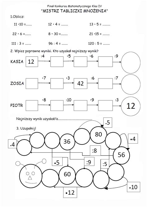 Fina Konkursu Dla Klas Iv Mistrz Tabliczki Mno Enia Szkolny Net