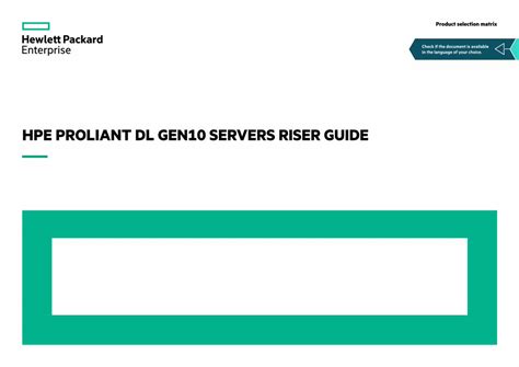 Pdf Hpe Proliant Dl Gen Servers Riser Guide Product A N A Hpe