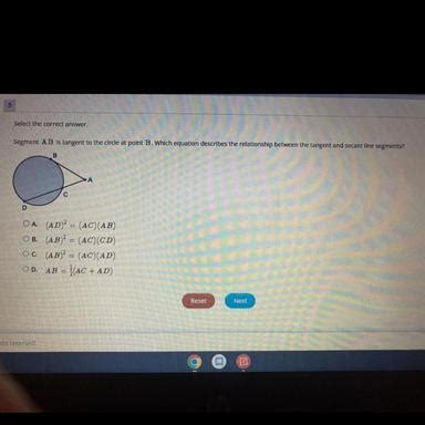 Select The Correct Answer Segment AB Is Tangent To The Circle At Point