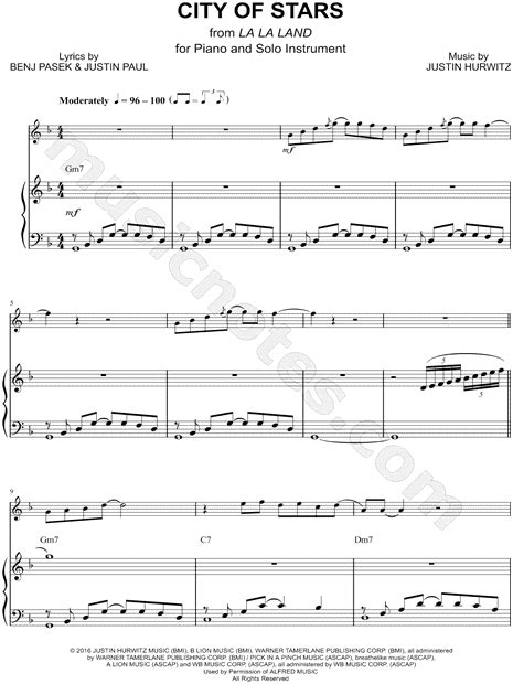 City Of Stars [sebastian Solo] Piano Accompaniment From La La Land Sheet Music In D Minor