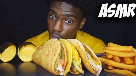 Asmr Taco Bell Cheesey Nacho Fries With Chicken Chalupas Mukbang Kevo Asmr Youtube