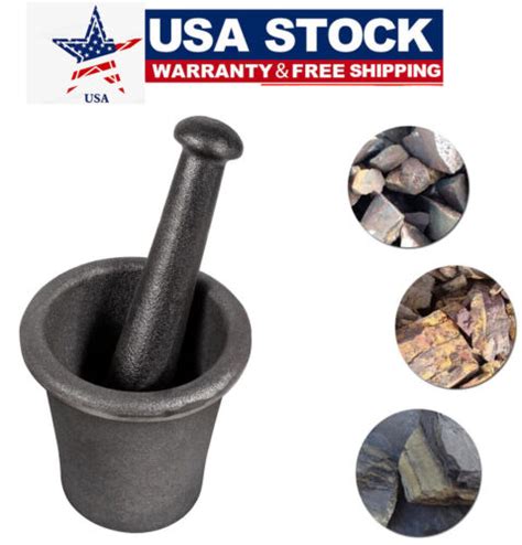 Cast Iron Mortar Pestle Rock Ore Crusher Assay Gold Mining Large Size Pulverizer Ebay