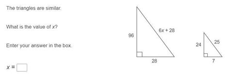 The Triangles Are Similar What Is The Value Of X Enter Your Answer In