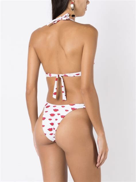 Amir Slama All Over Lip Print Bikini Set Farfetch