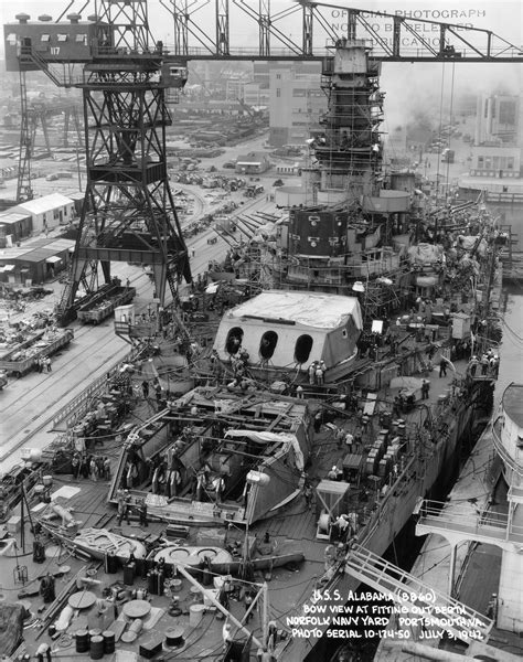 [8000x10128] South Dakota Class Battleship Uss Alabama Bb 60 Being Fitted Out 3 July 1942 R