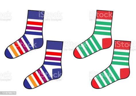 Socks Fashion Flat Sketch Striped Set Stock Illustration Download