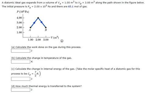 Solved A Diatomic Ideal Gas Expands From A Volume Of V M To V