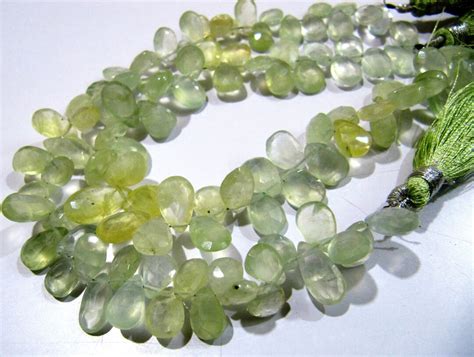 Natural Prehnite Faceted Pear Shape Beads Flat Drop Shape Approx