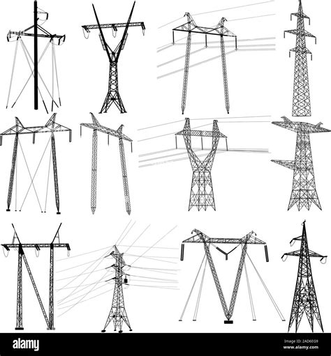 Power Lines Mast Stock Vector Images Alamy