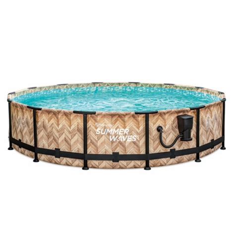 Summer Waves Light Oak Elite X Round Frame Above Ground Swimming