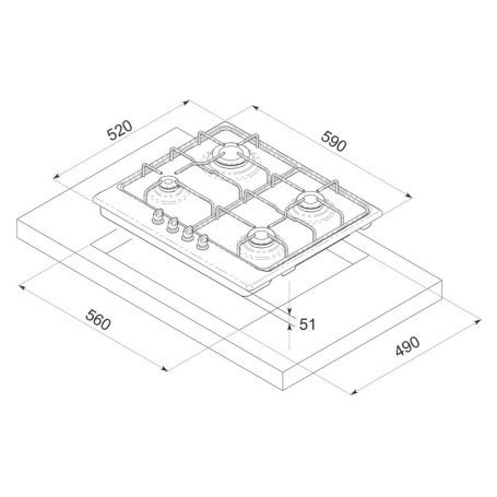 Plaque De Cuisson Gaz Encastrable Focus F X Feux Cm Inox Tunisie