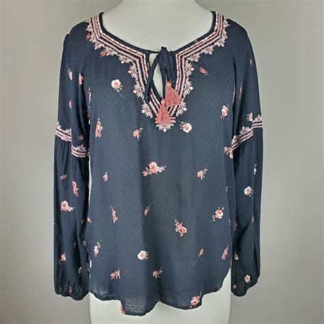 Lovestitch Tops Lovestitch Floral Embroidered Tassel Top Poshmark