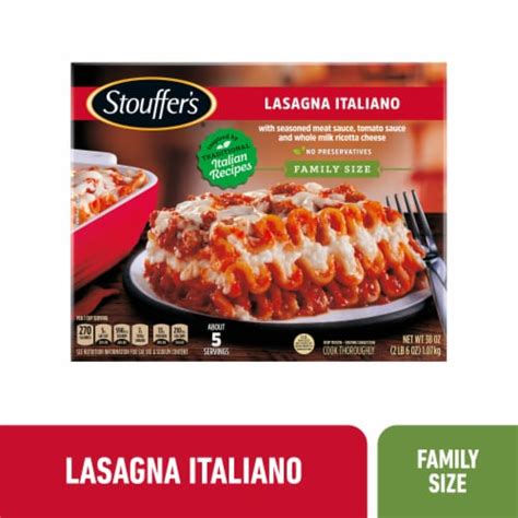 Stouffer's Family Size Lasagna Italiano Frozen Meal, NET WT 38 OZ - Fry ...