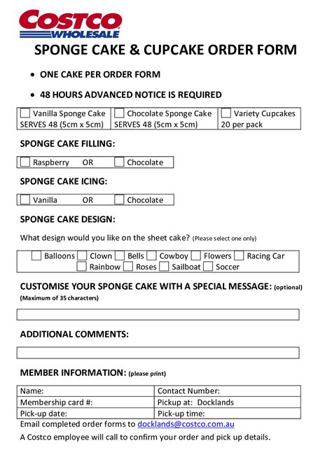 Costco Printable Order Form Printable Forms Free Online