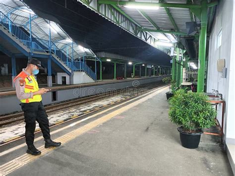 Night-station Atmosphere As Well As Standing Guard Waiting for the Train, Rangkasbitung ...