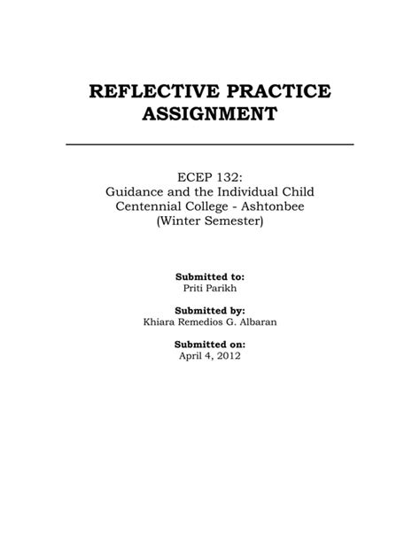 Reflective Practice Logs Template Pdf