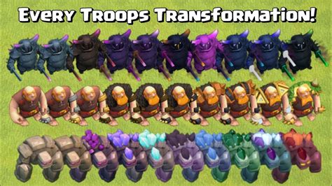 Every Troops Time Lapse Upgrade Transformation And Animation Clash Of Clans Youtube