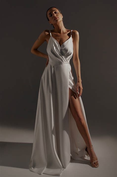Satin Sheath Wedding Dress Arabela with Slit