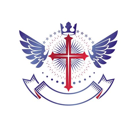 Premium Vector Winged Christian Cross Emblem Composed With Royal