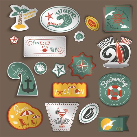 Travel Stickers Set Stock Vector Illustration Of Seashell 44323364