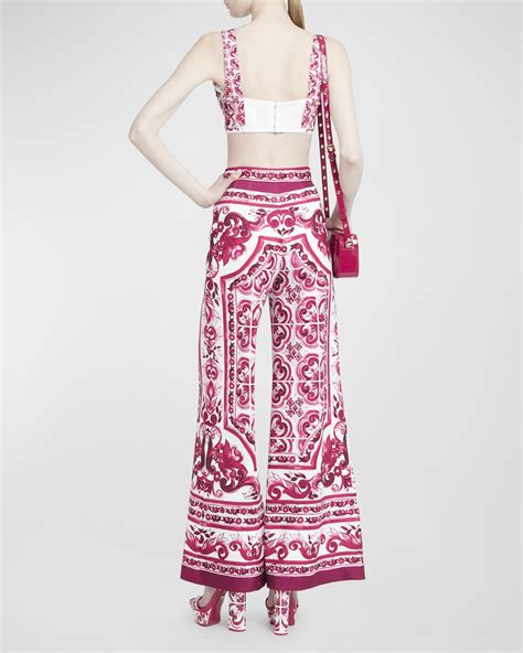 Dolceandgabbana Majolica Print Flare Lycra Pants Neiman Marcus