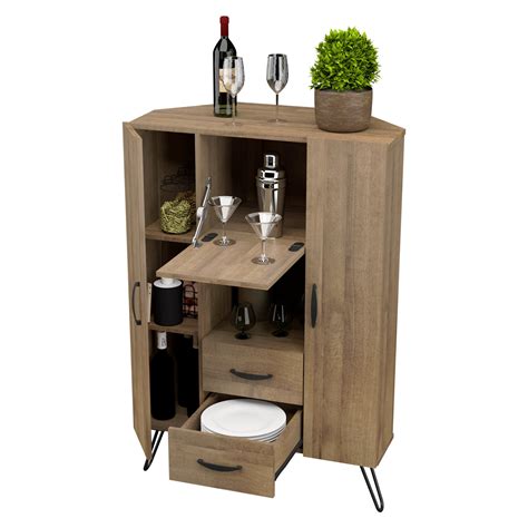 Inval 8 Shelf Engineered Wood Mid-Century Corner Storage Cabinet ...