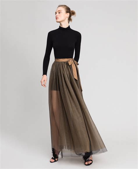 Long Tulle Skirt Woman Black Twinset Milano