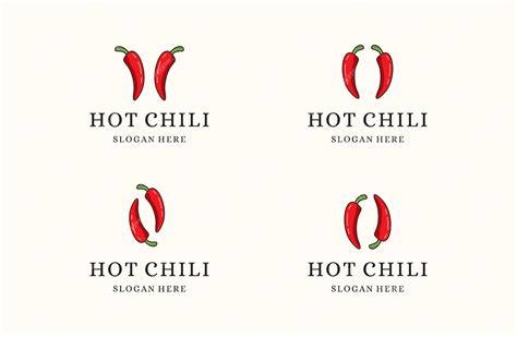 Premium Vector Red Hot Chili Logo Set Concept Vector Design Spicy Pepper Logo Design Template