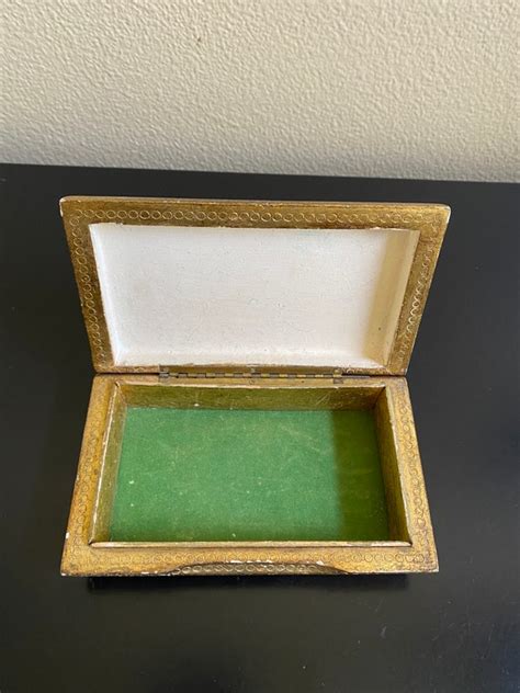 Small Vintage Florentine Wooden Box Decorative Box Gem