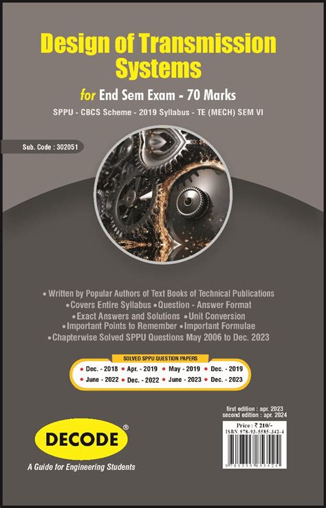 Design Of Transmission Systems For Sppu 19 Course Te Sem Vi Mech Technical Publications