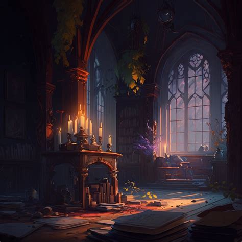 ArtStation - Castle Library: A Window to the World Amidst the Books 1 | Artworks