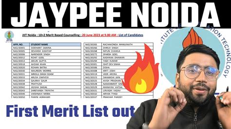 Jaypee Noida Sector 62128 First Merit List Out Cut Off Youtube