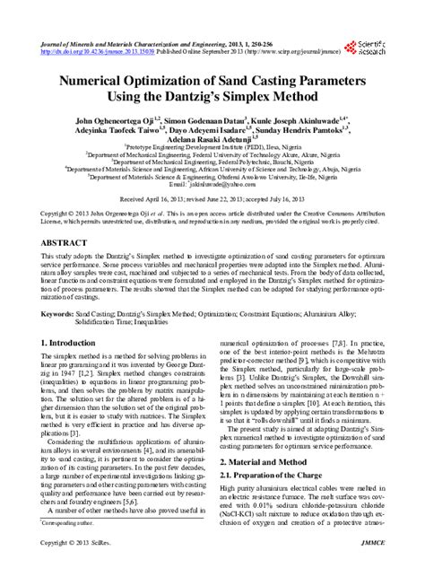 Pdf Numerical Optimization Of Sand Casting Parameters Using The