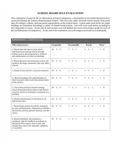 Free 23 Sample Self Evaluation Forms In Pdf Ms Word Excel