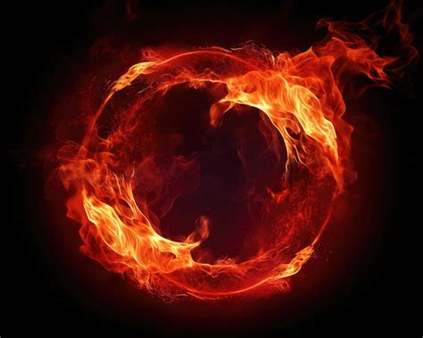 Premium Photo | Flames of Hell Fire Circle in Dark Background with ...