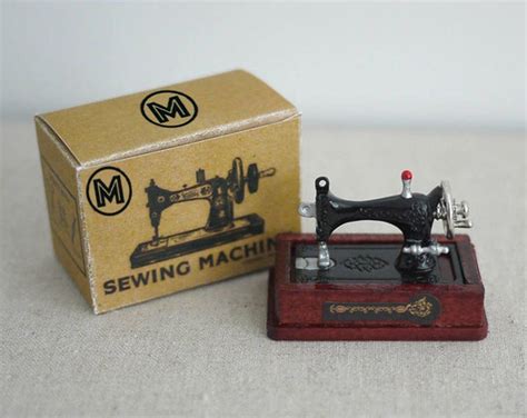 Miniature Sewing Machine With Sewing Elements and Box, Dollhouse Sewing ...